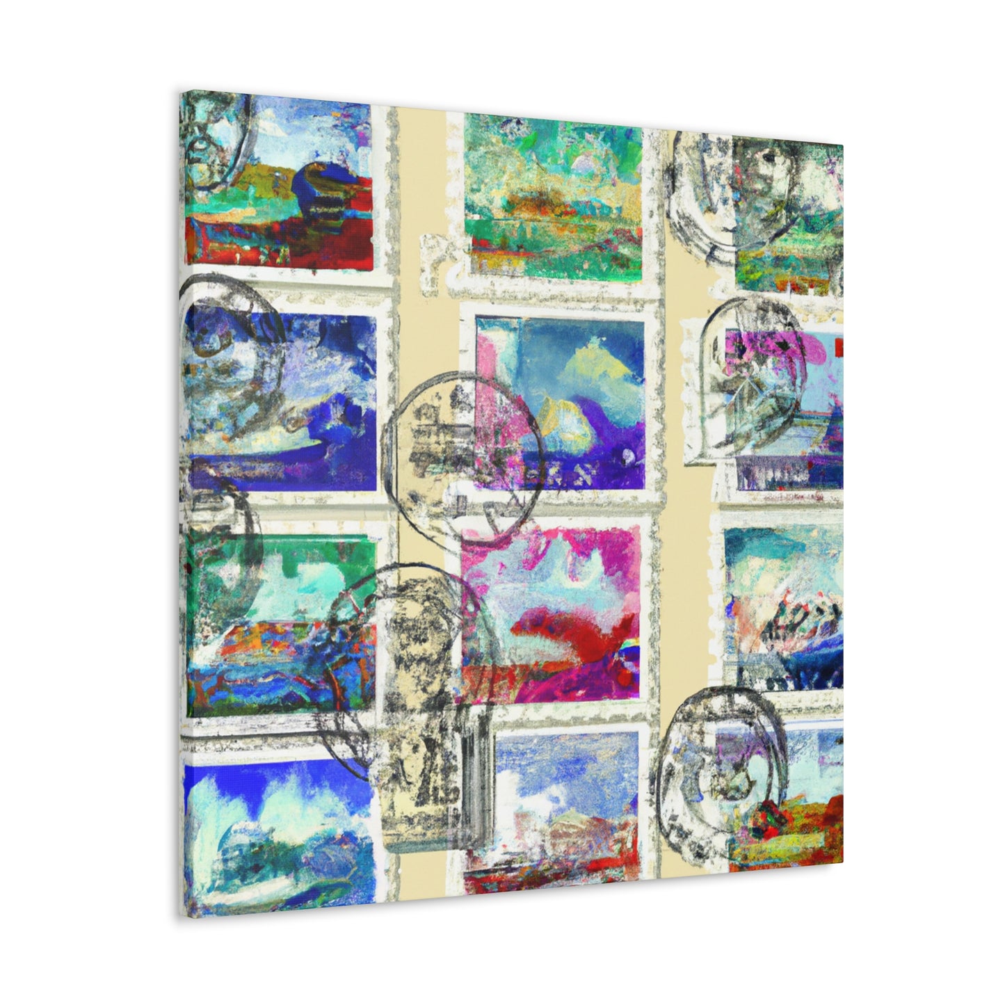 Globe Trotting Stamps - Postage Stamp Collector Canvas Wall Art