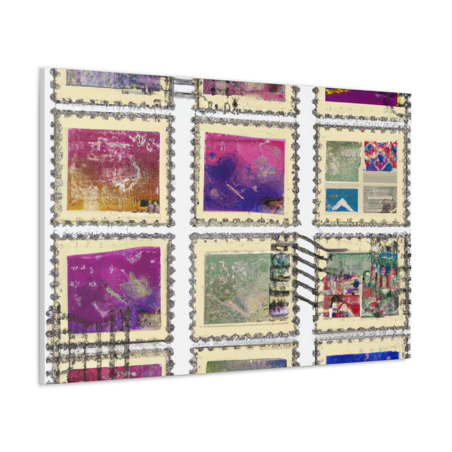 "Around the Globe Stamps" - Postage Stamp Collector Canvas Wall Art