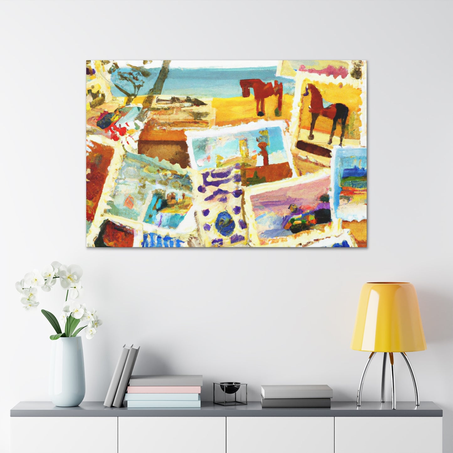 Global Wonders Stamp Collection - Postage Stamp Collector Canvas Wall Art