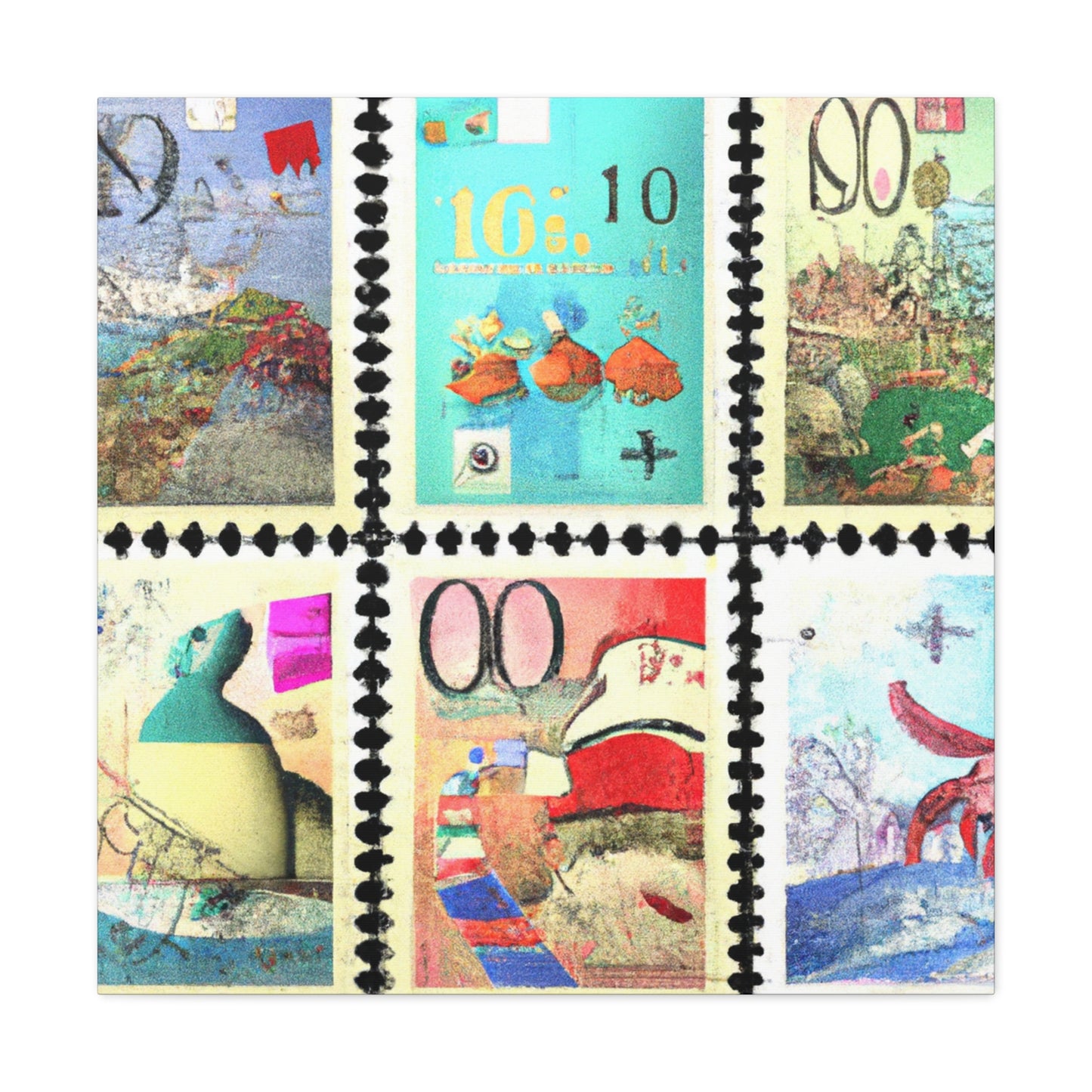 Globelilies - Postage Stamp Collector Canvas Wall Art