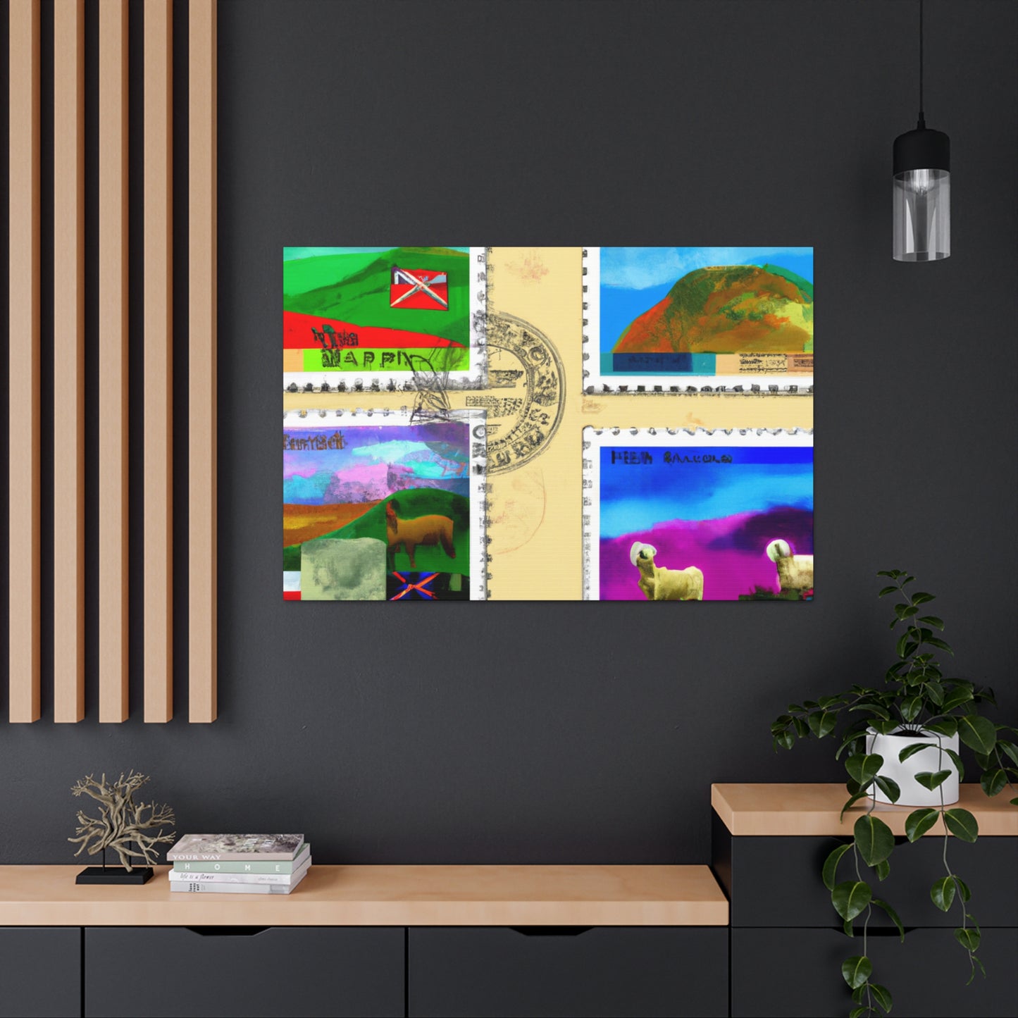 "Global Cultural Landmarks Stamps" - Postage Stamp Collector Canvas Wall Art