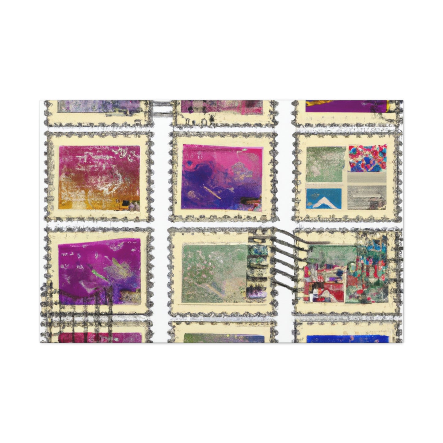 "Around the Globe Stamps" - Postage Stamp Collector Canvas Wall Art