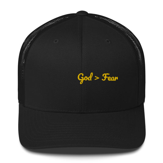 God Is Greater Than Fear Christian Trucker Cap Hat