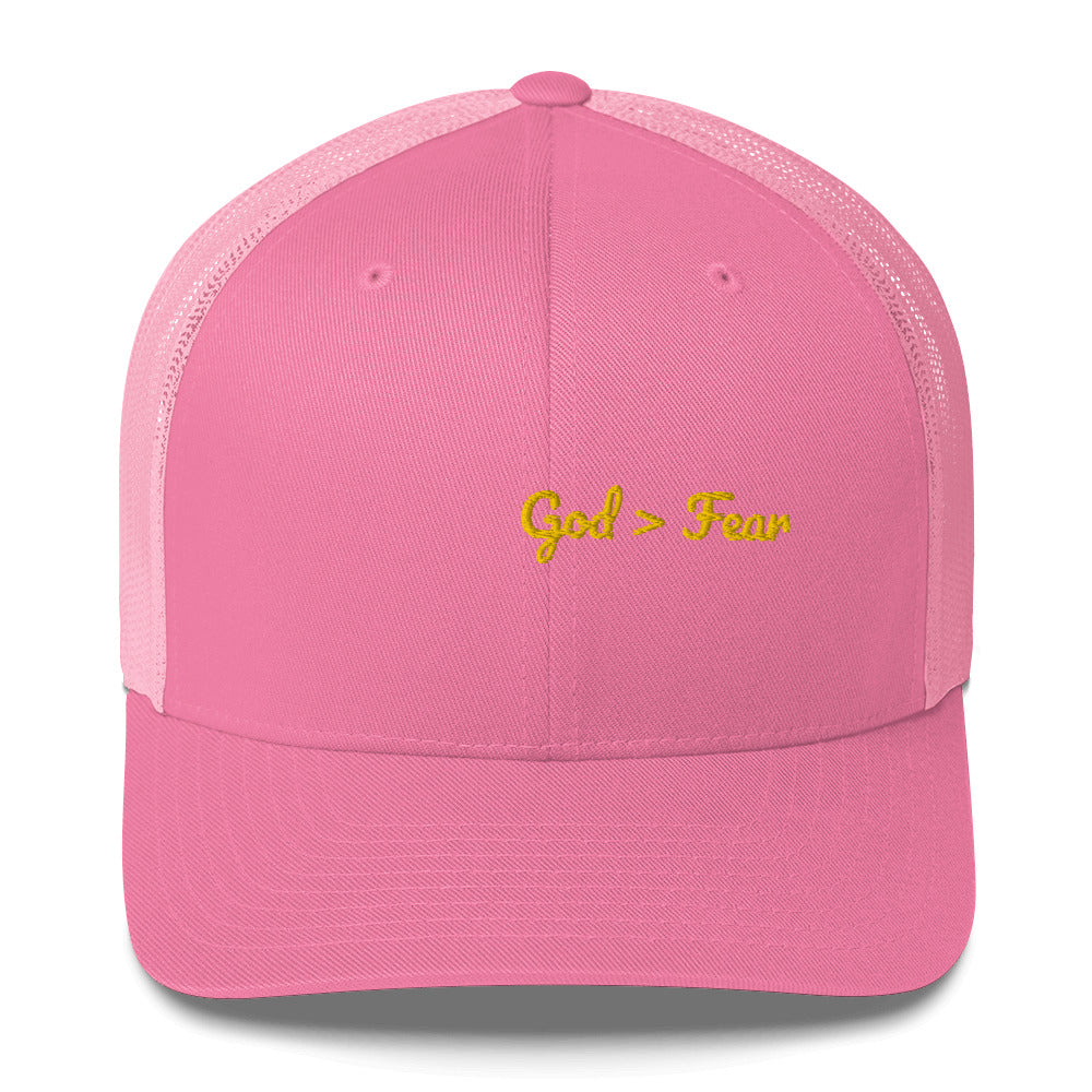 God Is Greater Than Fear Christian Trucker Cap Hat